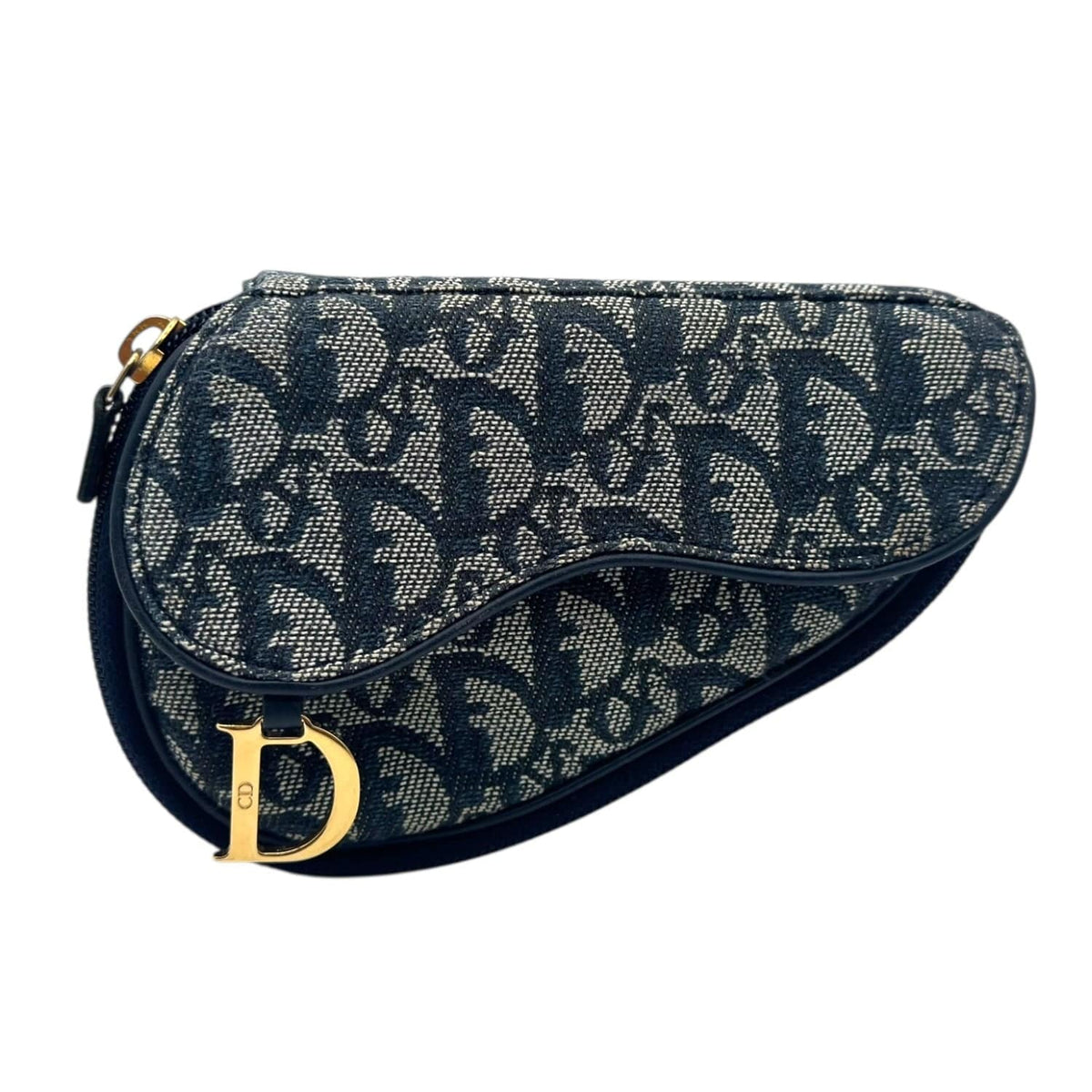 バッグ Christian Dior Trotter Makeup Pouch Navy CHRISTIAN DIOR Trotter Canvas Saddle Cosmetic Pouch - Navy– Wag N