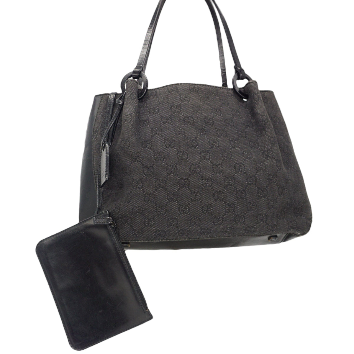GUCCI Vintage GG Denim Handbag - Black