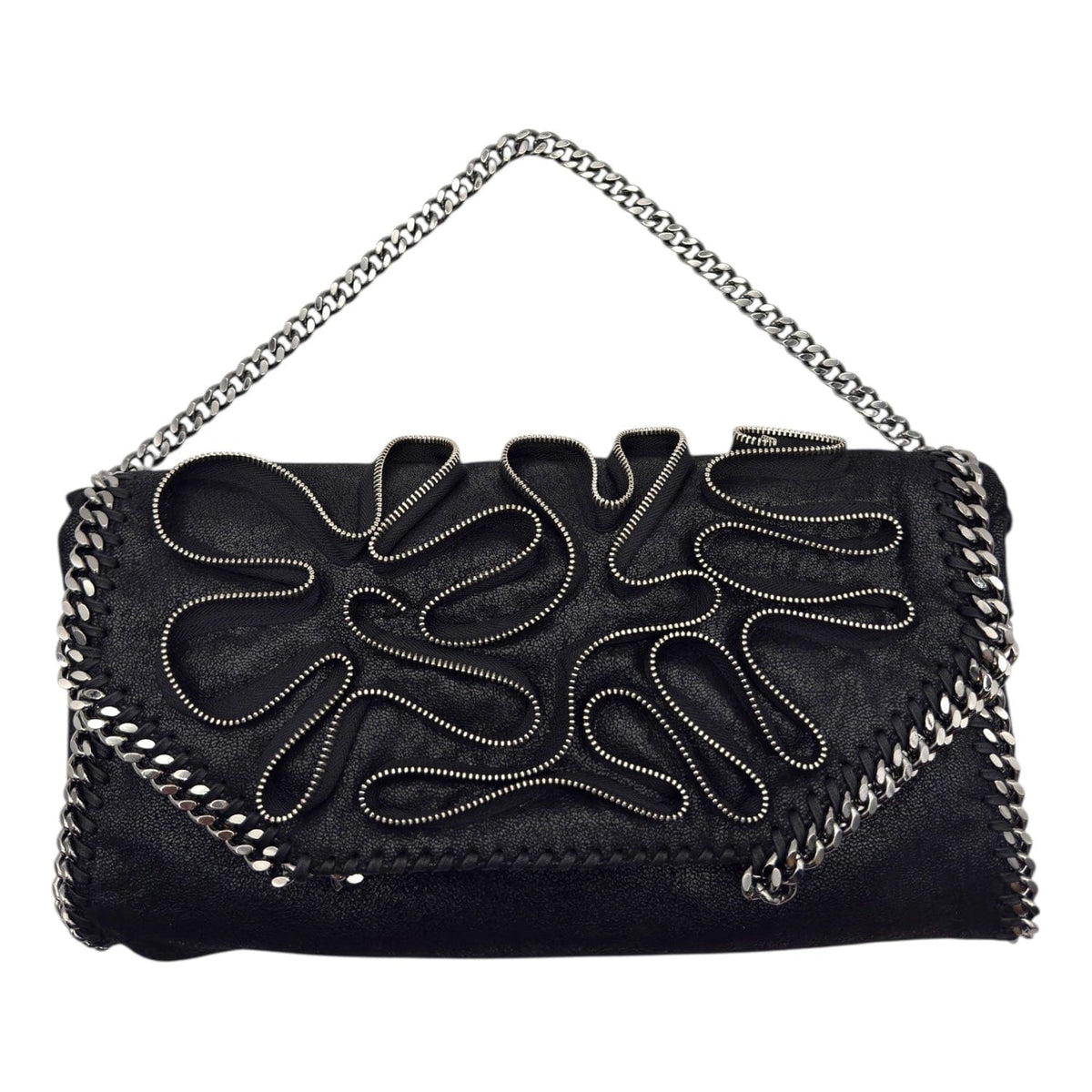 Stella McCartney Falabella Fold-Over Zipper Tote Bag - Black NEW w