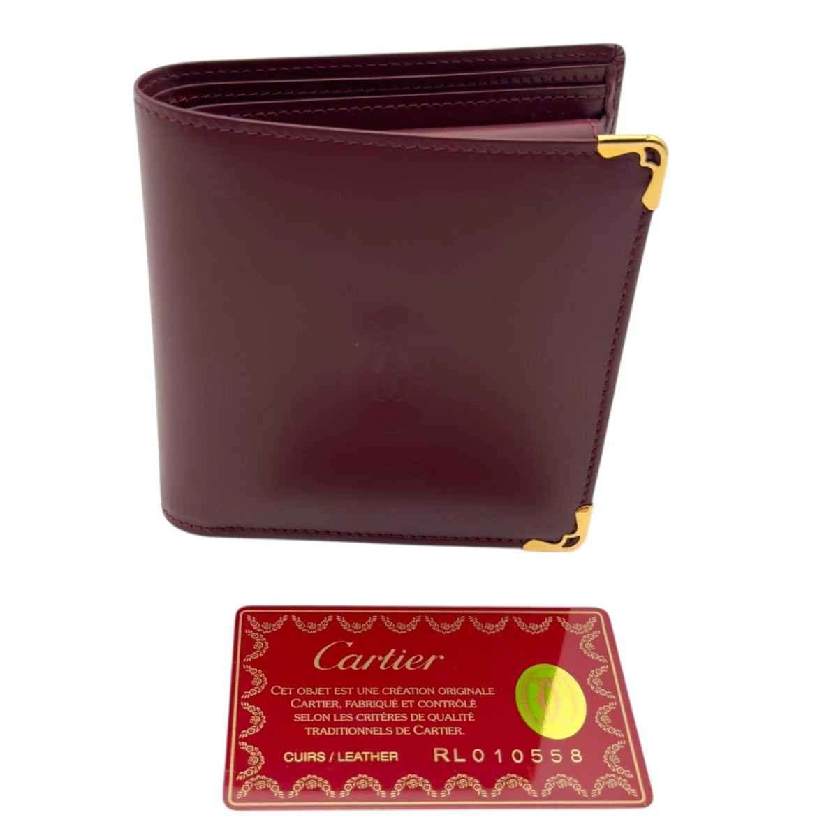 CARTIER Must de Cartier Bifold Leather Wallet - Burgundy– Wag N