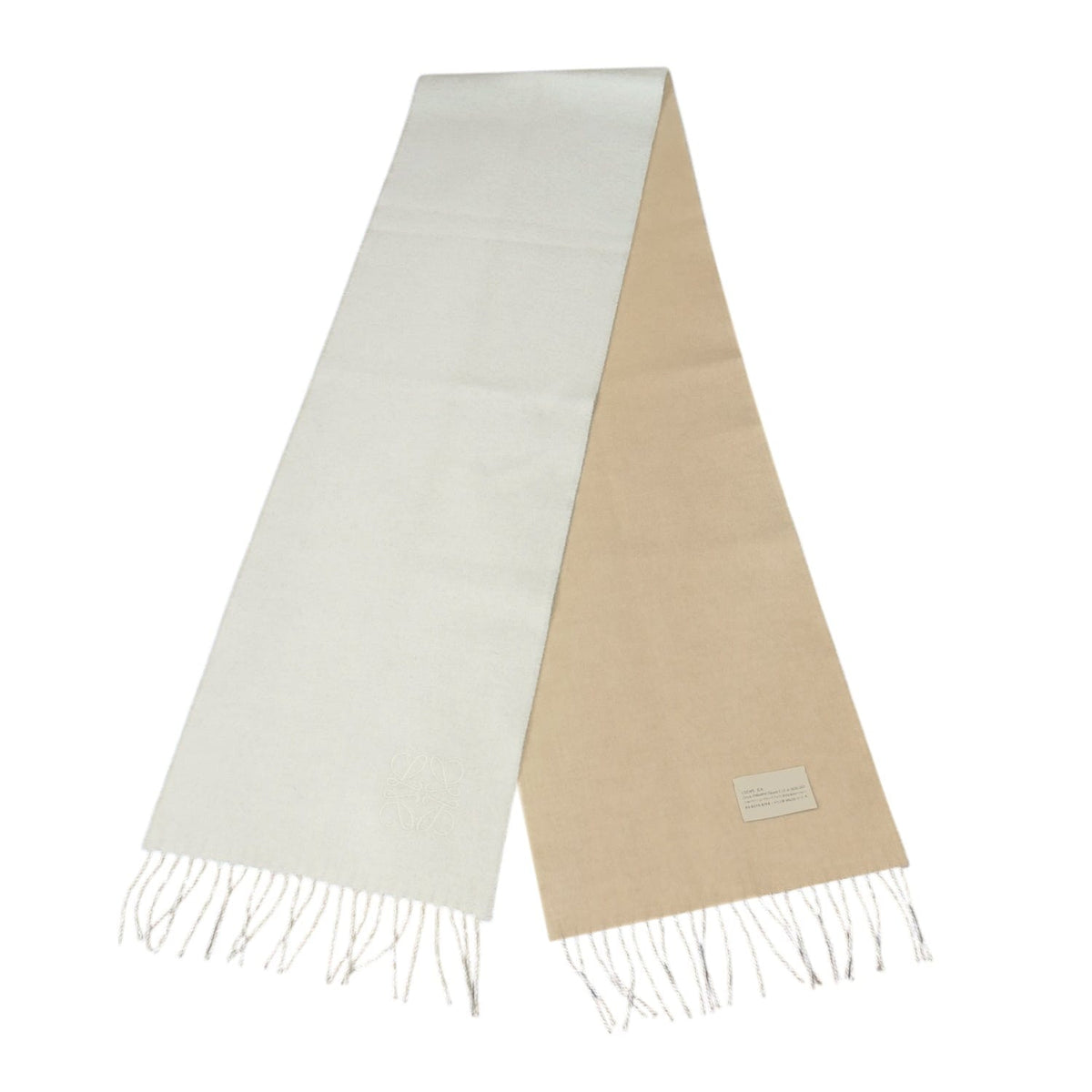 LOEWE Reversible Wool & Cashmere Scarf - Off-white & Sandy LOEWE Reversible Wool & Cashmere Scarf - Off-white & Sandy