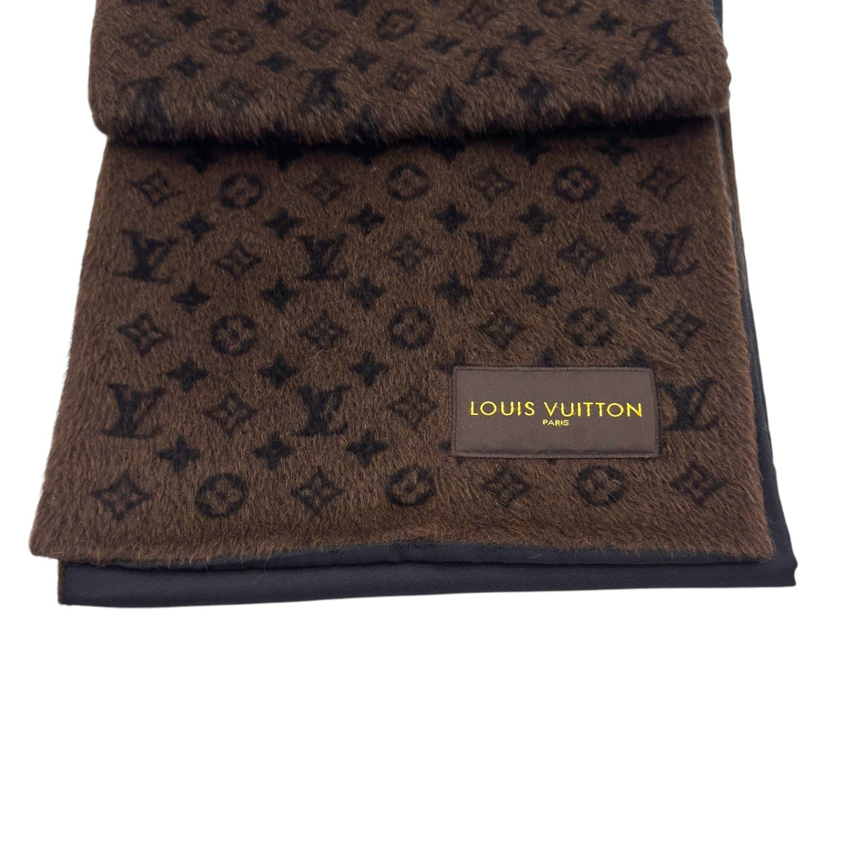 LOUIS VUITTON Vintage Monogram Alpaca Scarf - Brown & Black– Wag N