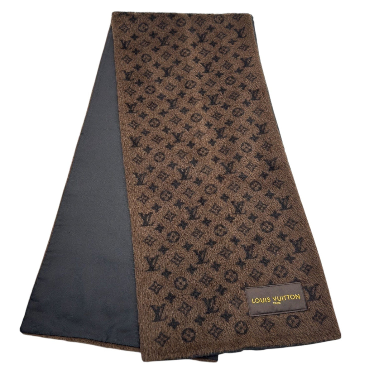 LOUIS VUITTON Vintage Monogram Alpaca Scarf - Brown & Black– Wag N