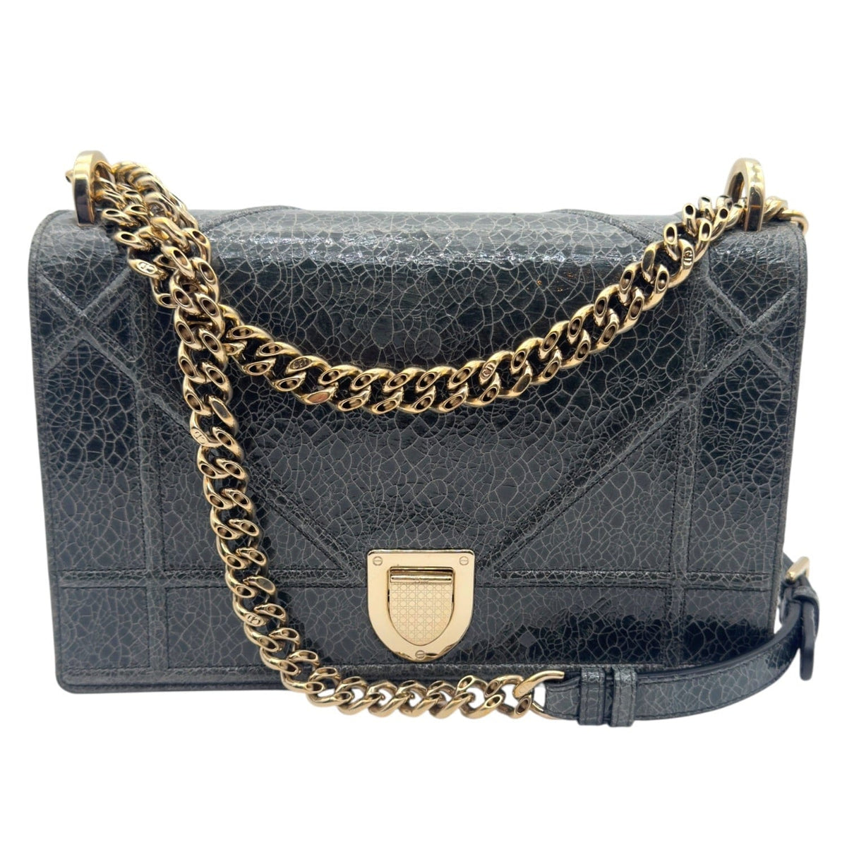 CHRISTIAN DIOR Crackled Diorama Medium Flap Bag - Grey– Wag N Purr