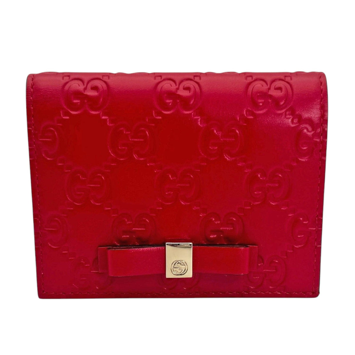 GUCCI Guccissima Bow Bifold Card Case Wallet - Red– Wag N Purr Shop