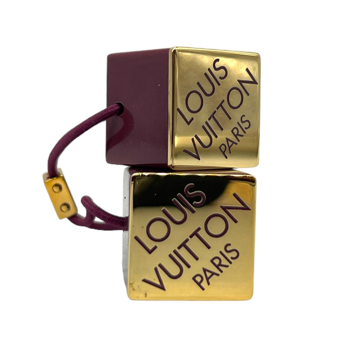 Authentic Louis Vuitton Monogram Gold Metal Elastic Hair Tie