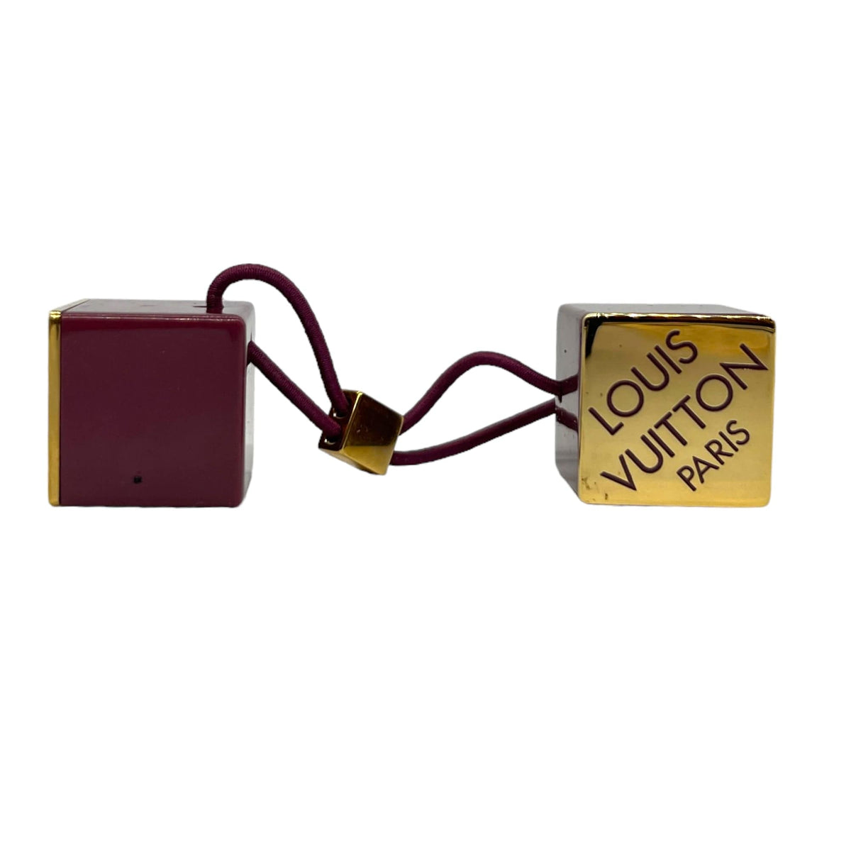 Authentic Louis Vuitton Monogram Gold Metal Elastic Hair Tie