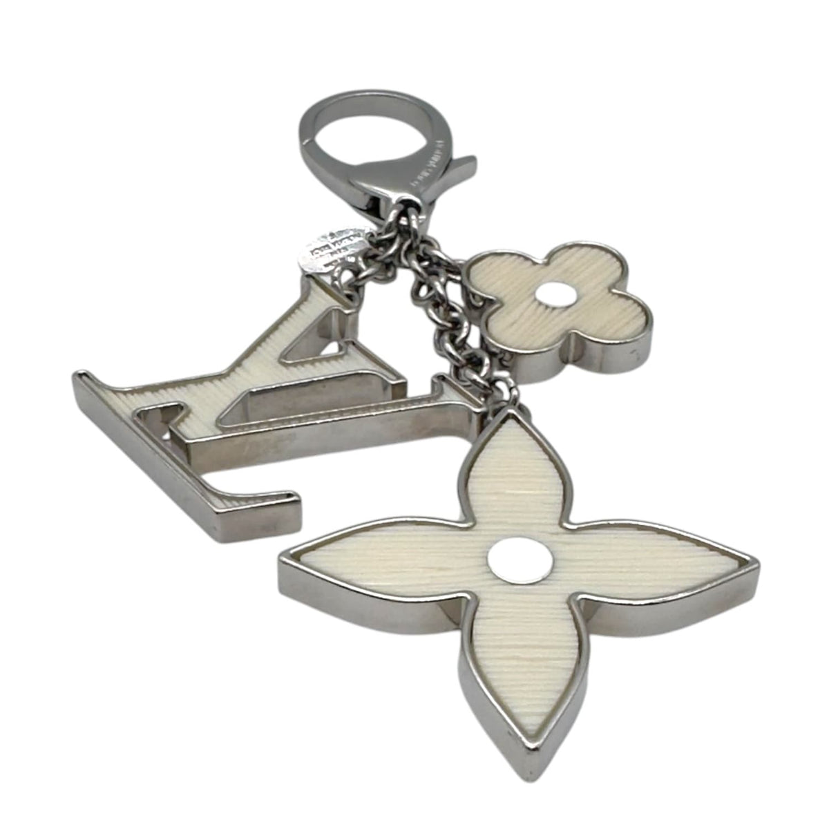 LOUIS VUITTON チャーム エピデザイン　シルバー/ホワイト LOUIS VUITTON Fleur d' Epi Bag Charm/Key Holder - White– Wag N