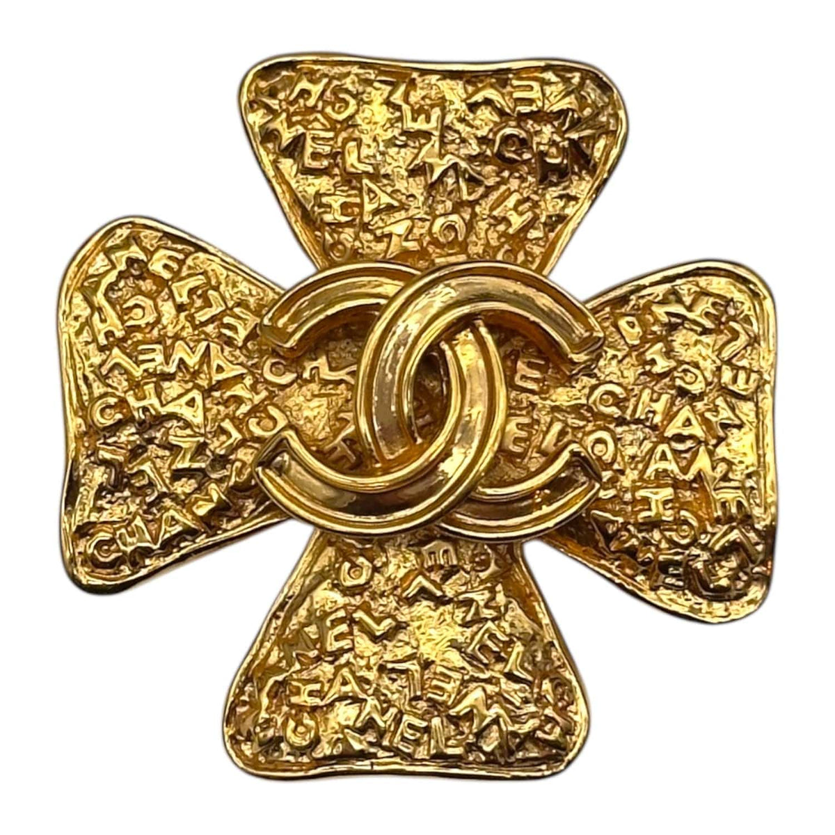 CHANEL ブローチ クローバー ヴィンテージ ゴールド CHANEL Vintage Coco Mark 4 Leaf Clover Brooch - Gold– Wag N