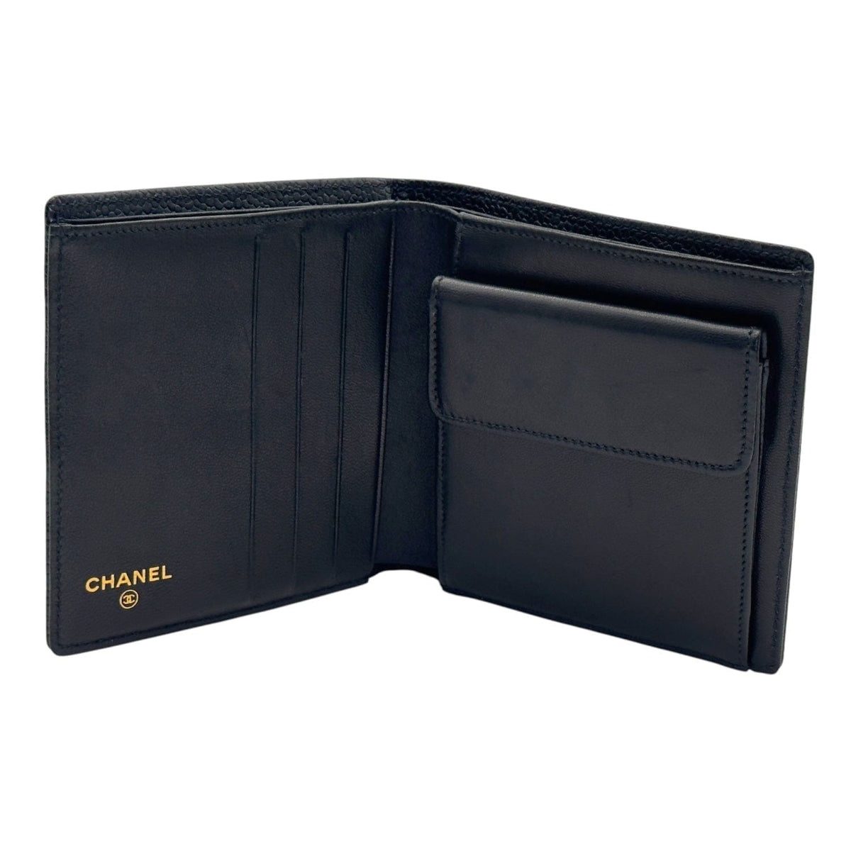 CHANEL Vintage CC Caviar Leather Bi-Fold Wallet - Black– Wag N