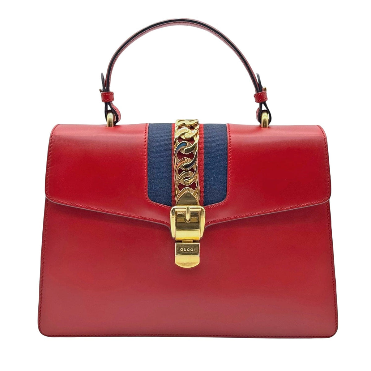 GUCCI Sylvie Web Medium Top Handle Bag - Red– Wag N Purr Shop