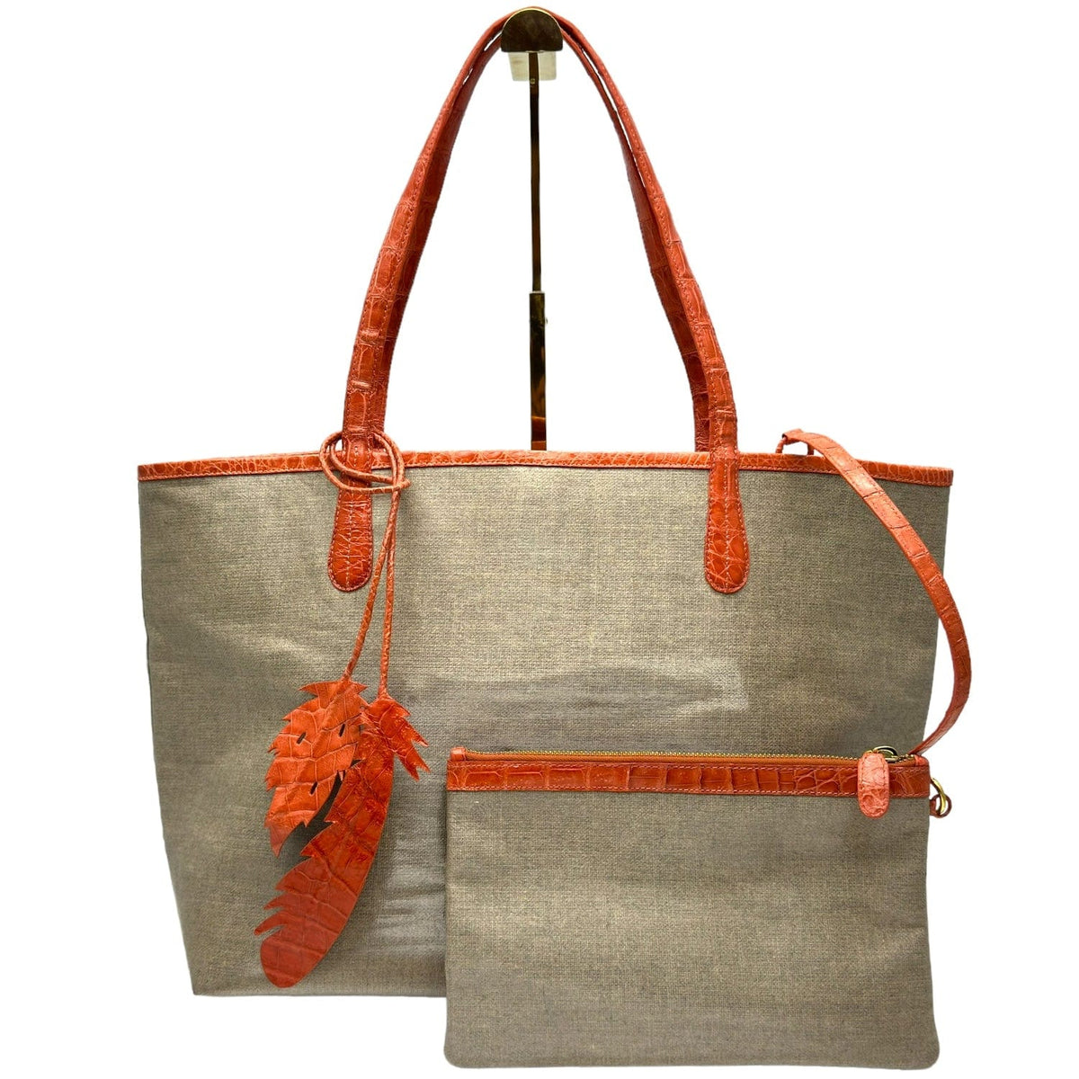 NANCY GONZALEZ Erica Coated Linen Tote Beige Coral Wag N Purr Shop