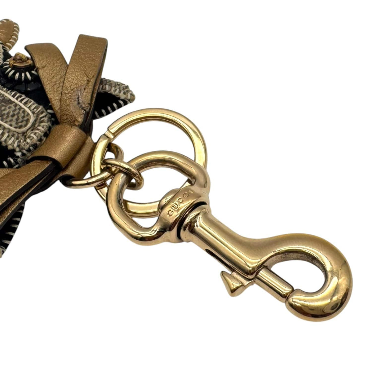 GUCCI GG Supreme Canvas French Bulldog Keychain/Bag Charm - Beige