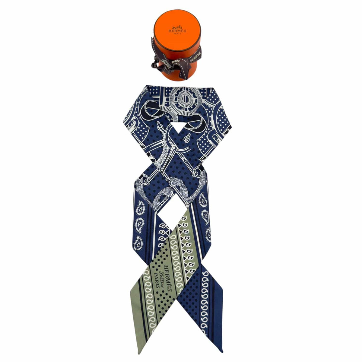 HERMES Eperon d'Or Bandana Silk Twilly - Navy NEW w/Out Tags– Wag