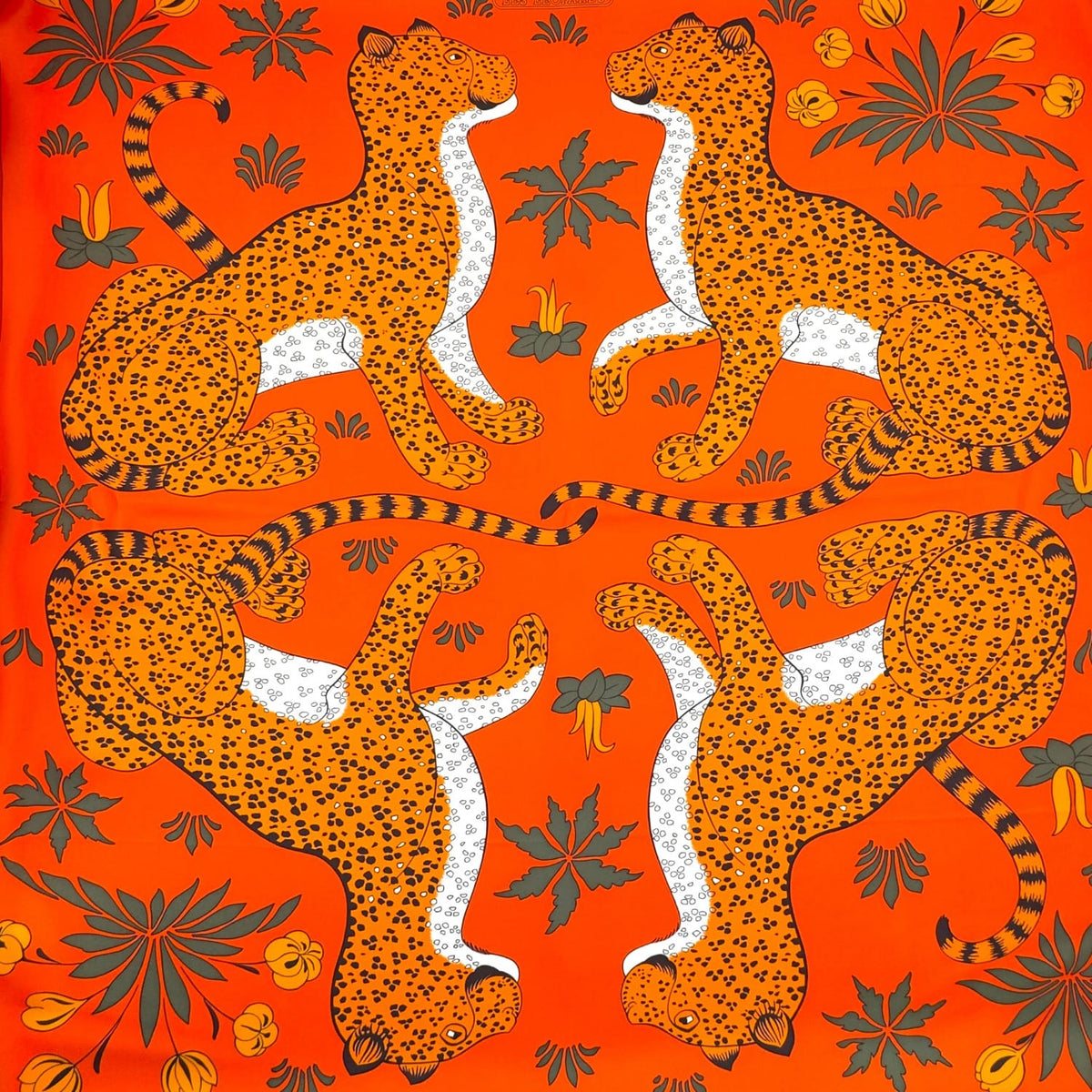 HERMES Les Leopards 90 Silk Scarf - Orange NEW w/Out Tags– Wag N