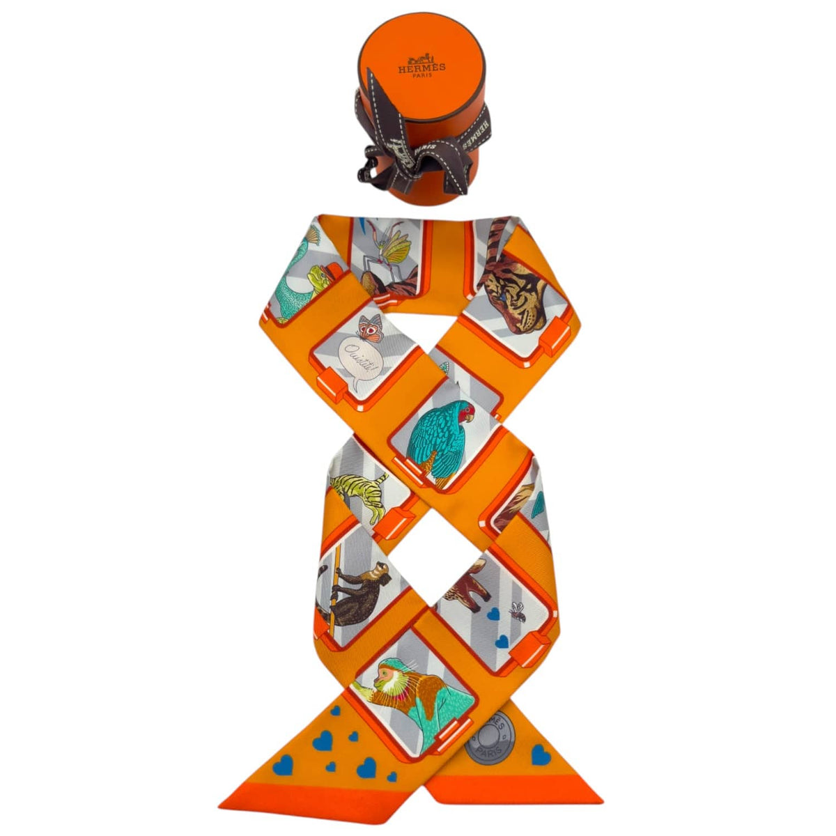 エルメス　ツイリー　Twilly Hermes Story HERMES Story Silk Twilly - Orange NEW w/Tags– Wag N Purr Shop