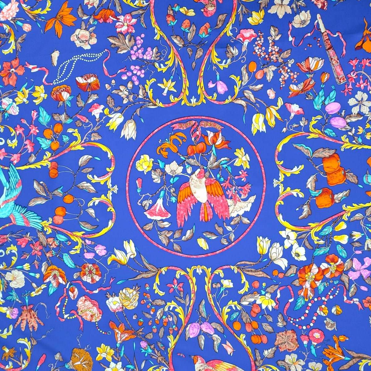 HERMES Vintage Pierres d'Orient Et d'Occident 90 Silk Scarf - Blue