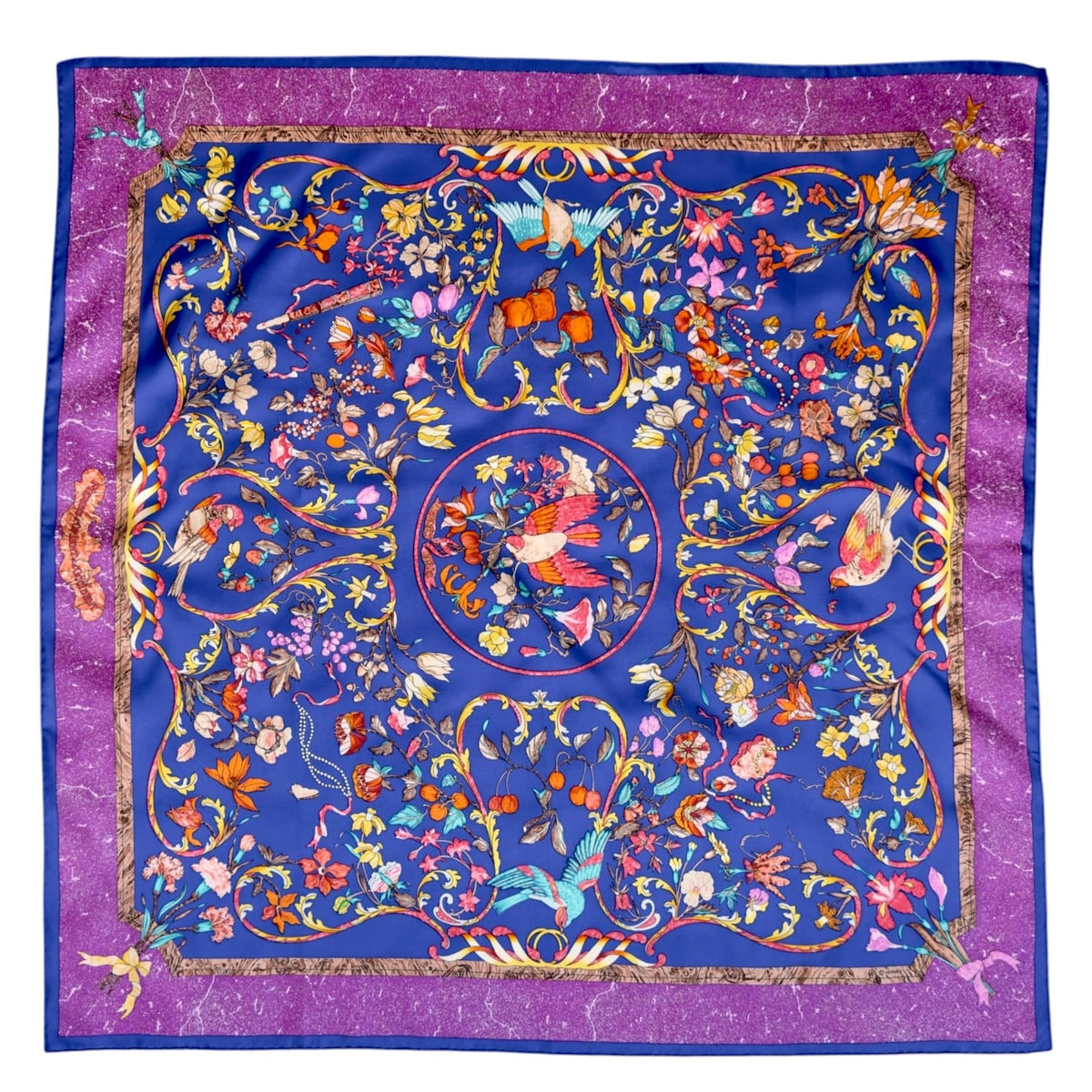 HERMES Vintage Pierres d'Orient Et d'Occident 90 Silk Scarf - Blue