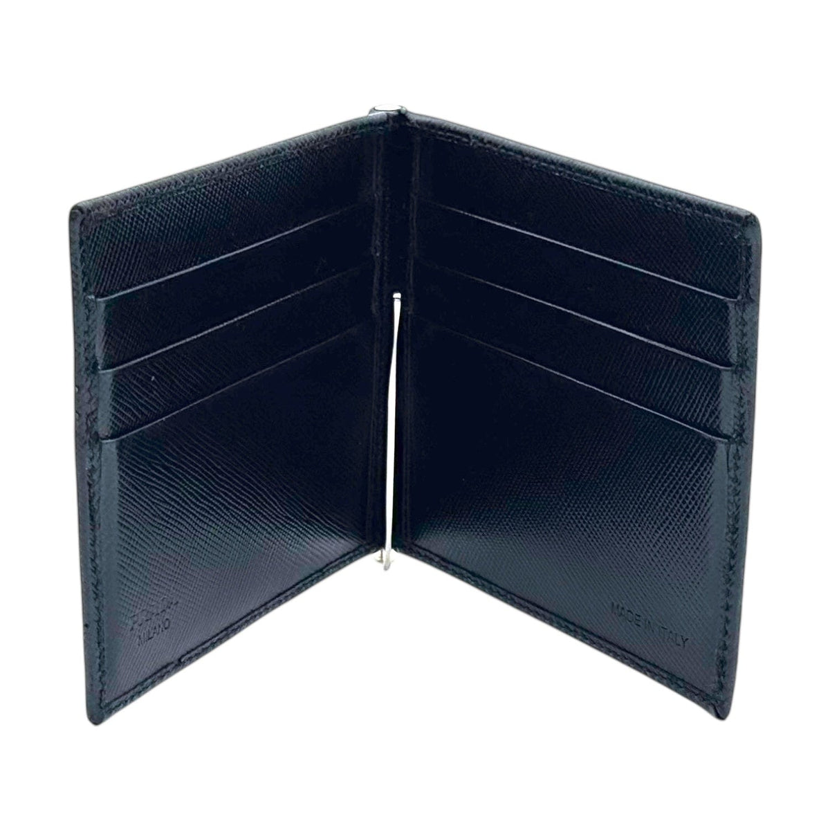 PRADA Saffiano Leather Bifold Wallet & Money Clip - Black– Wag N