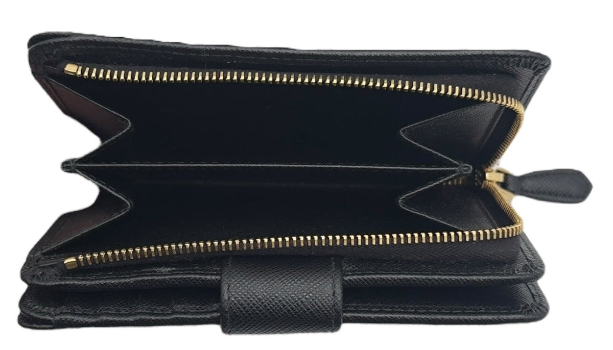 PRADA Saffiano Leather Compact Wallet - Black NEW w/Out Tags