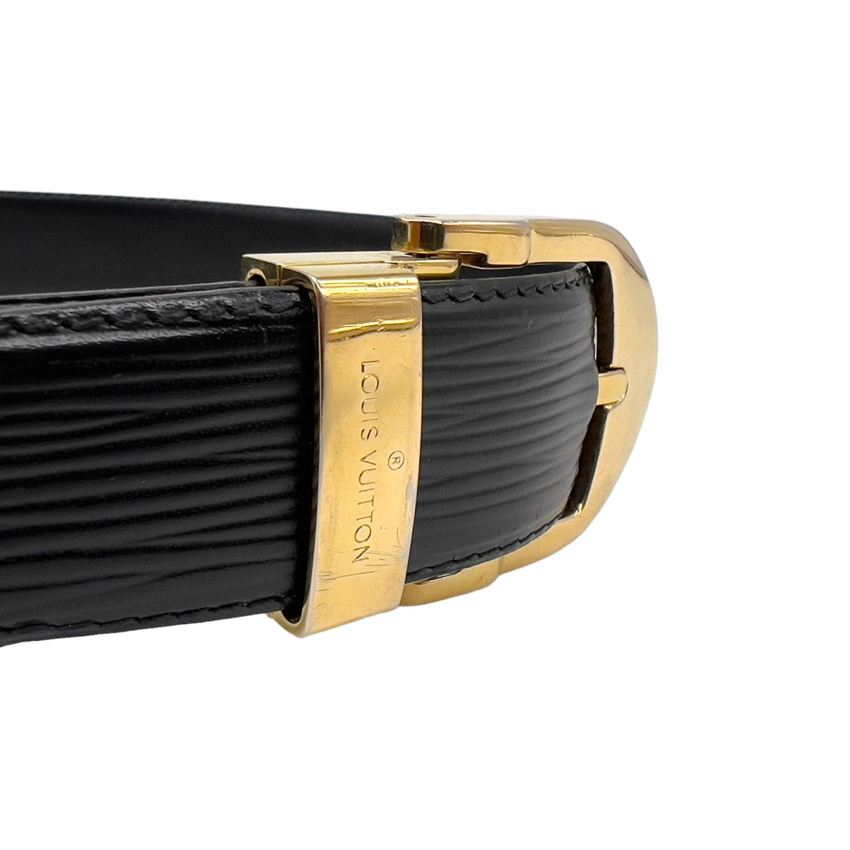 Louis Vuitton // Epi Leather Classique Belt // Black // Size 44