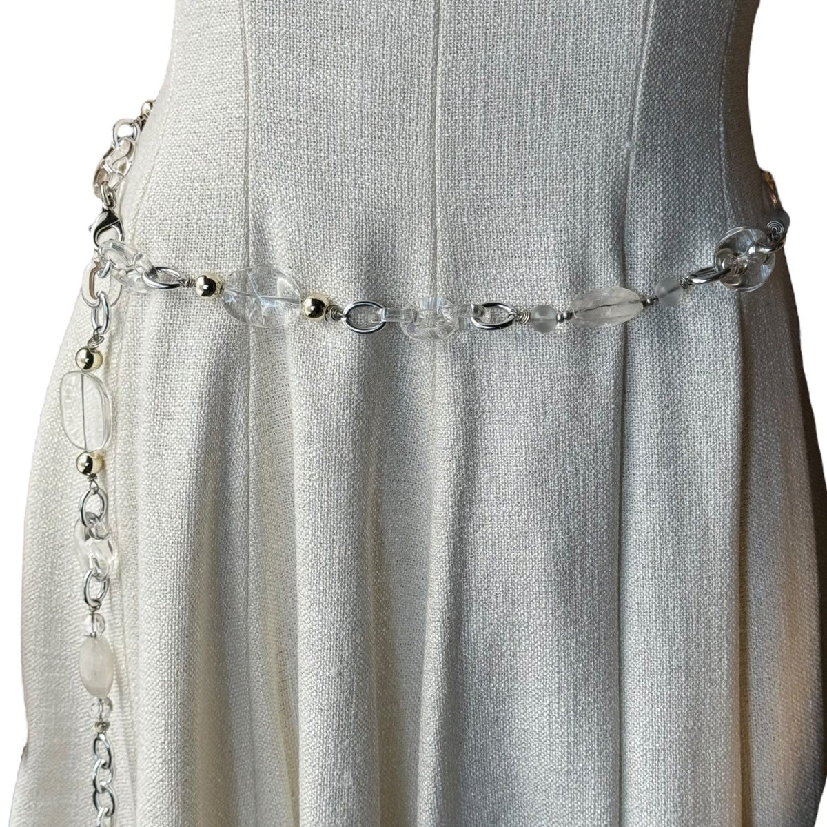 WORTH Acrylic & Crystal & Metal Chain Belt - Silver New w  display picture 2