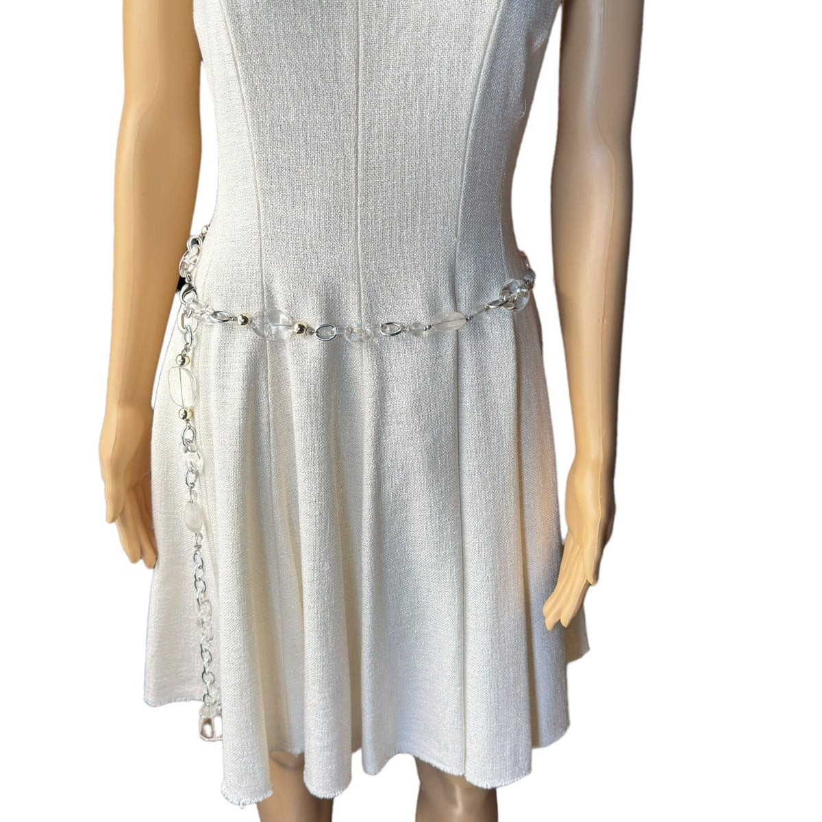 WORTH Acrylic & Crystal & Metal Chain Belt - Silver New w  display picture 1