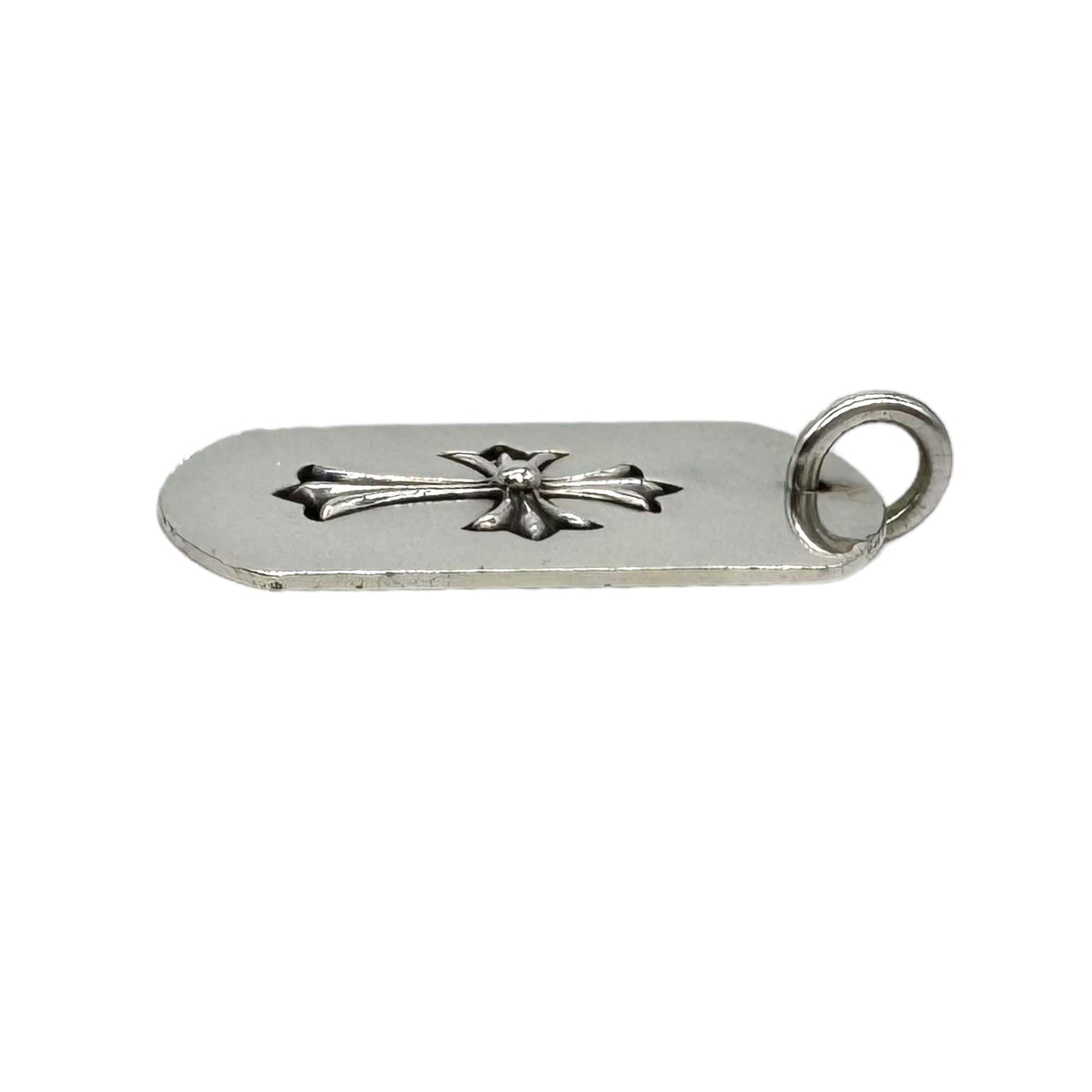 CHROME HEARTS Sterling Silver Cross Dog Tag Pendant