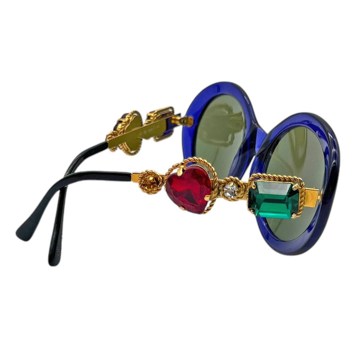 MOSCHINO BY PERSOL Vintage M253 Jeweled Sunglasses Blue Gold