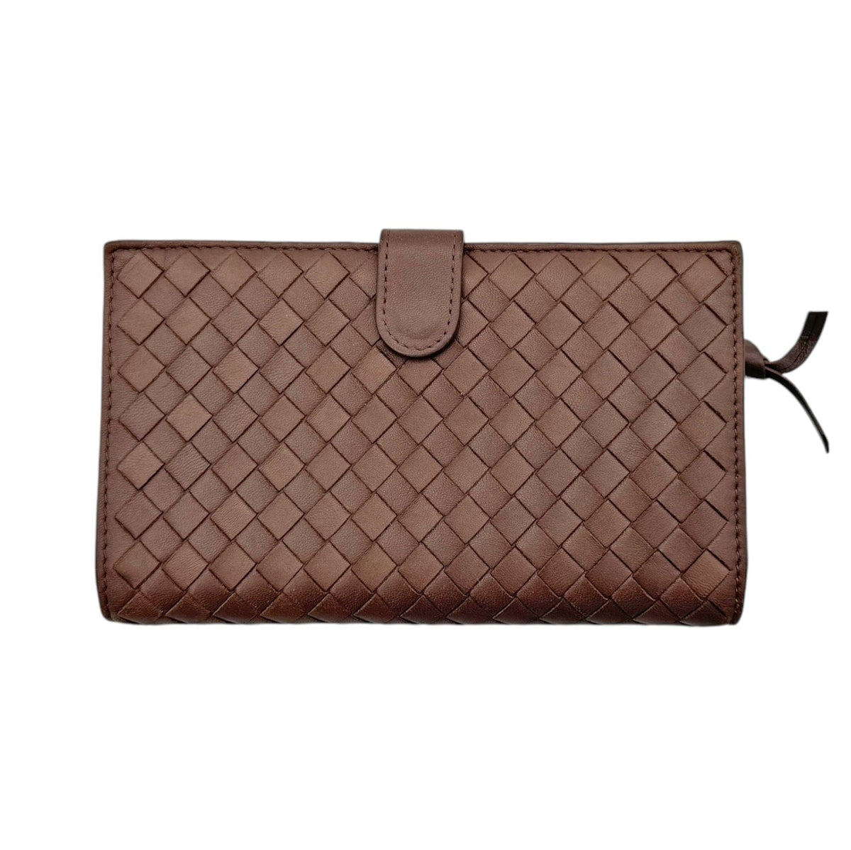 BOTTEGA VENETA Intrecciato Leather Snap Long Wallet - Brown– Wag N  display picture 1