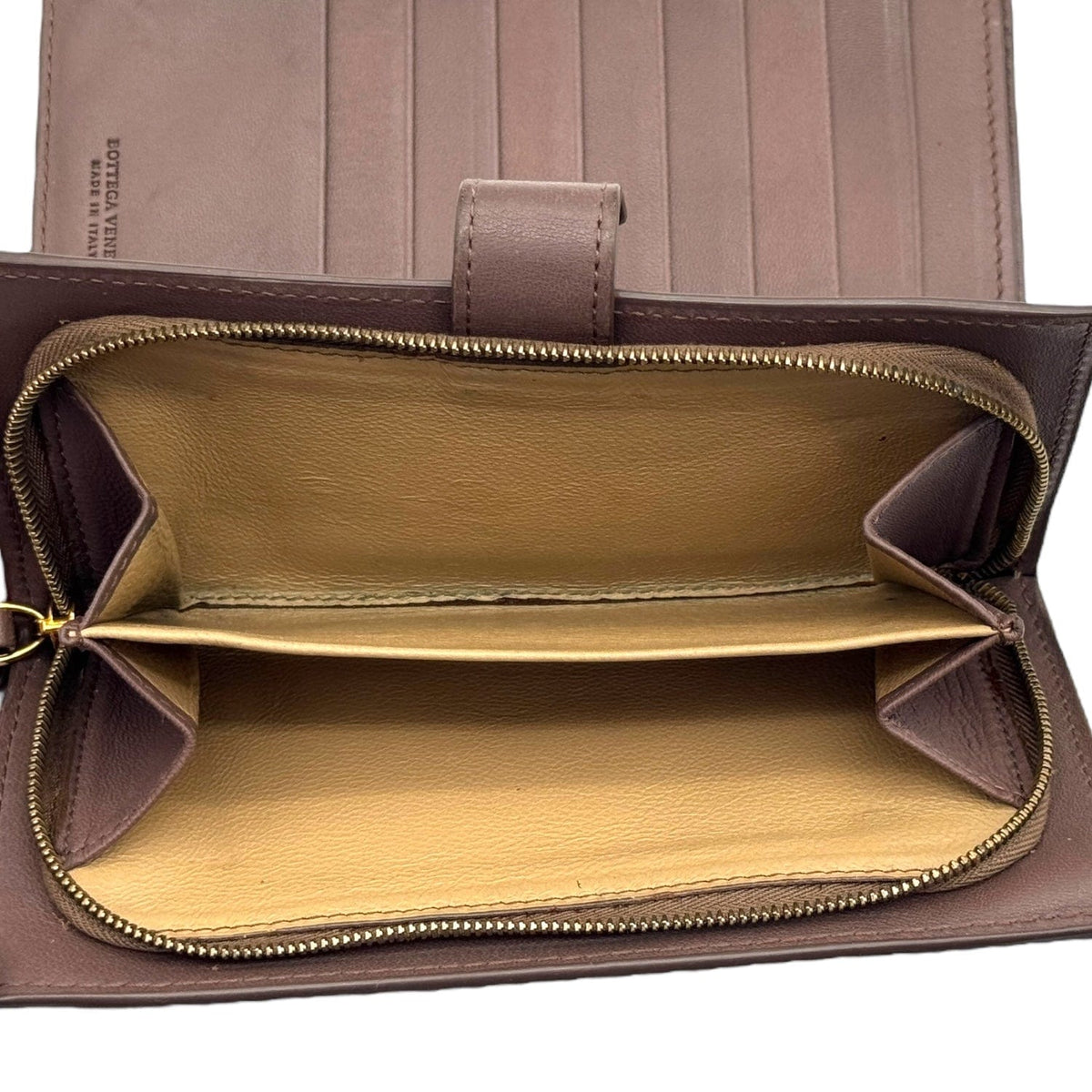 BOTTEGA VENETA Intrecciato Leather Snap Long Wallet - Brown– Wag N  display picture 1