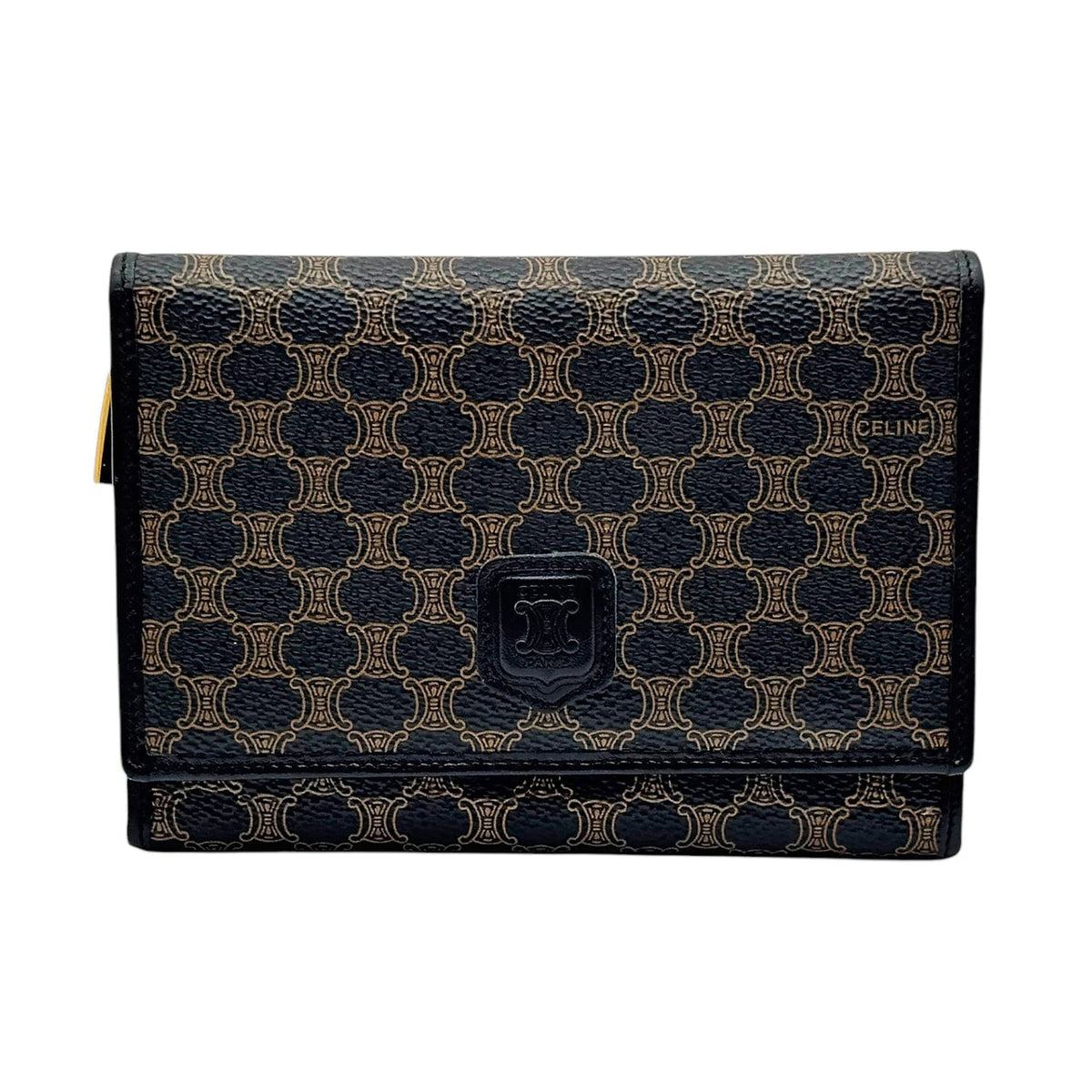 CELINE Vintage Macadam Clutch Wallet / Pouch with Mirror - Black