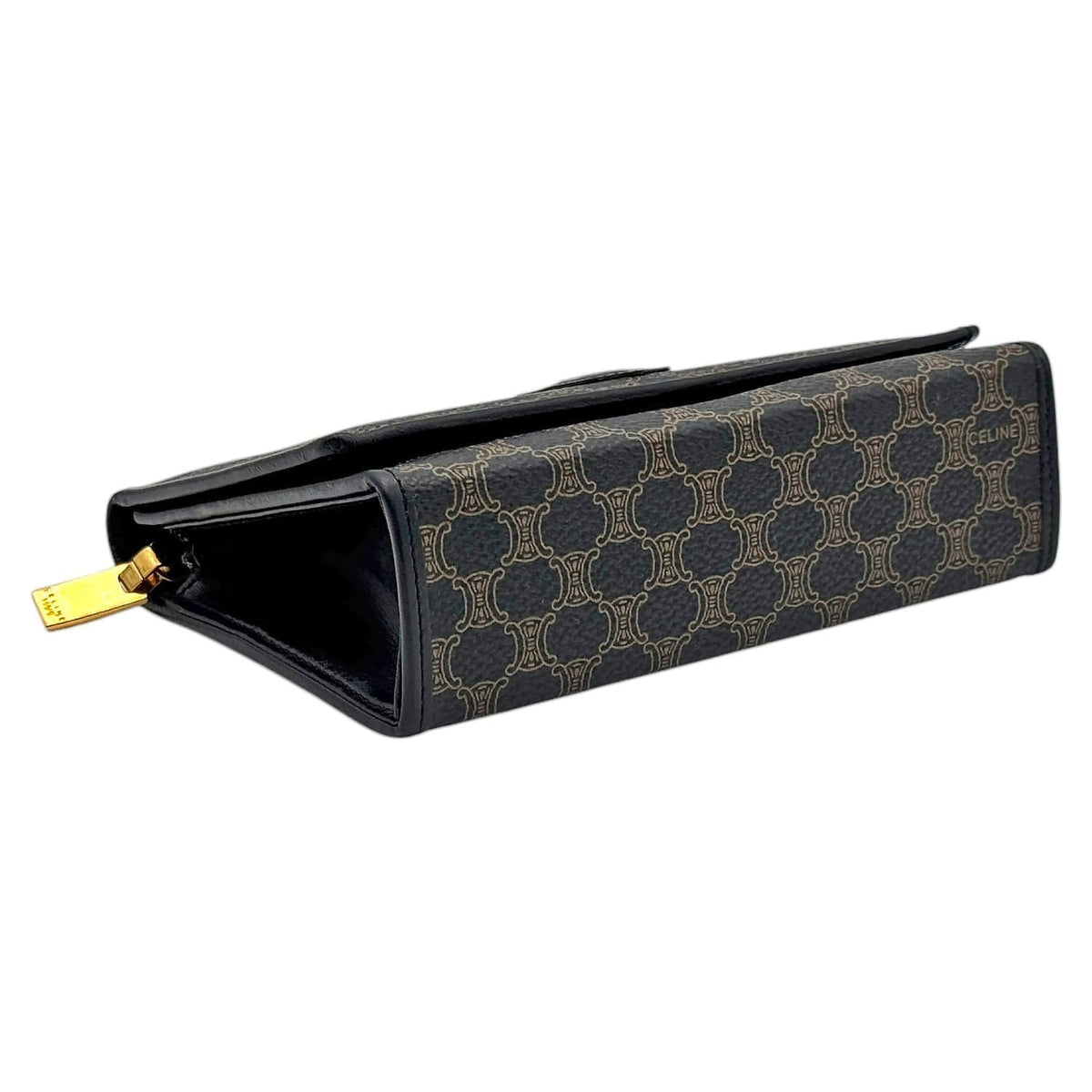 CELINE Vintage Macadam Clutch Wallet / Pouch with Mirror - Black
