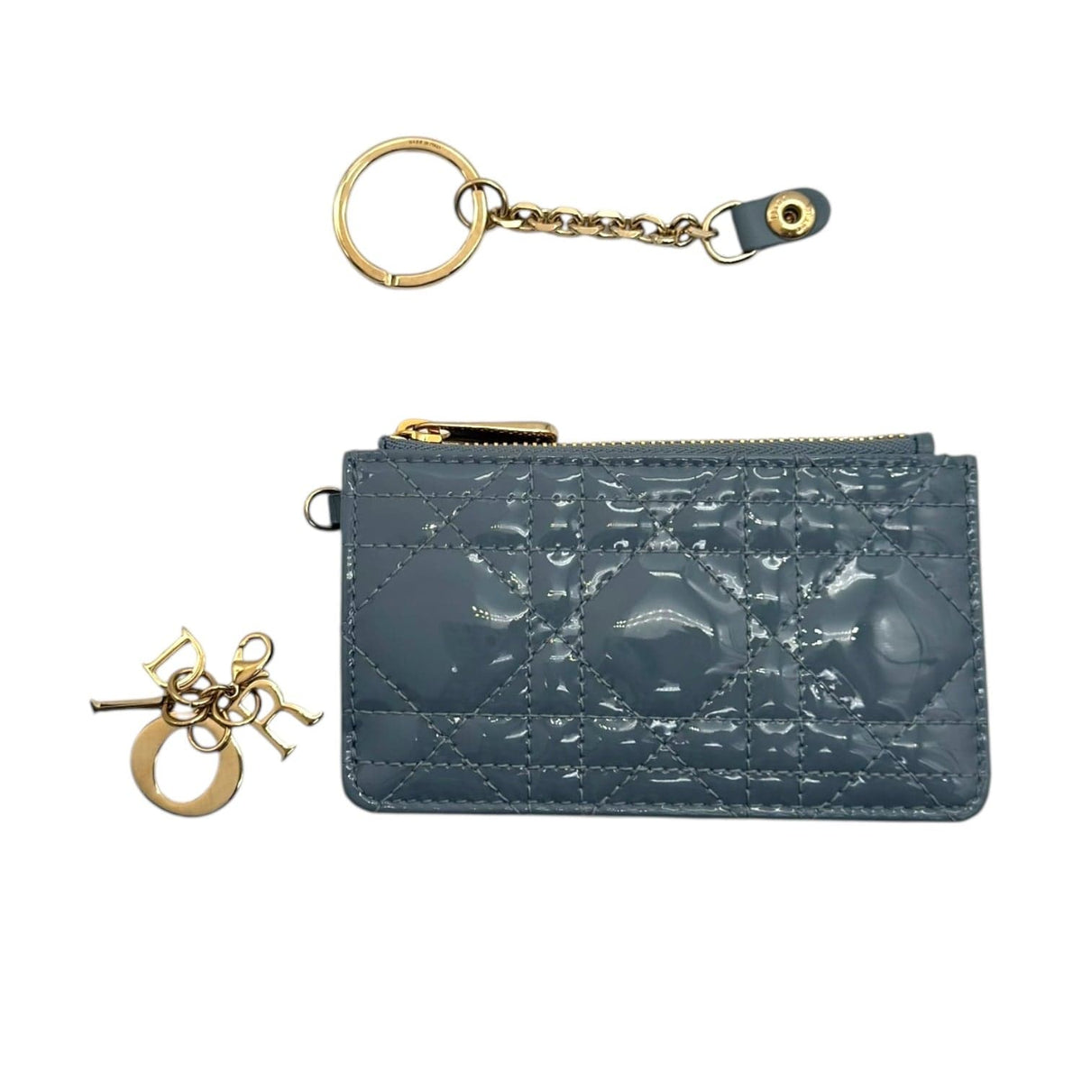 Christian Dior ブルー グレー　キーケース　半額 CHRISTIAN DIOR Lady Dior Key Pouch - Grey NEW w/Out Tags– Wag N