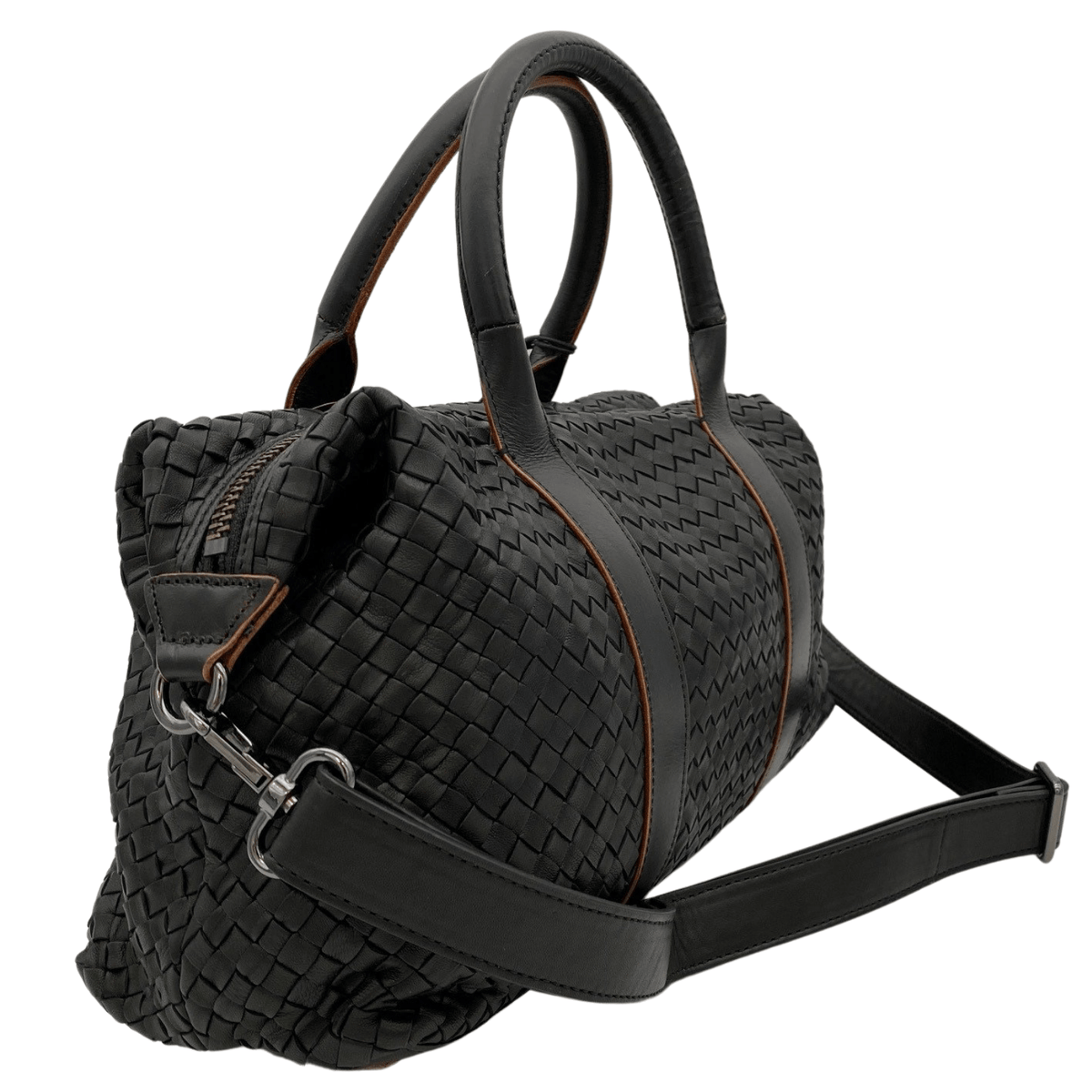 CHRISTOPHER KON Basket Weave Convertible Satchel Black New w