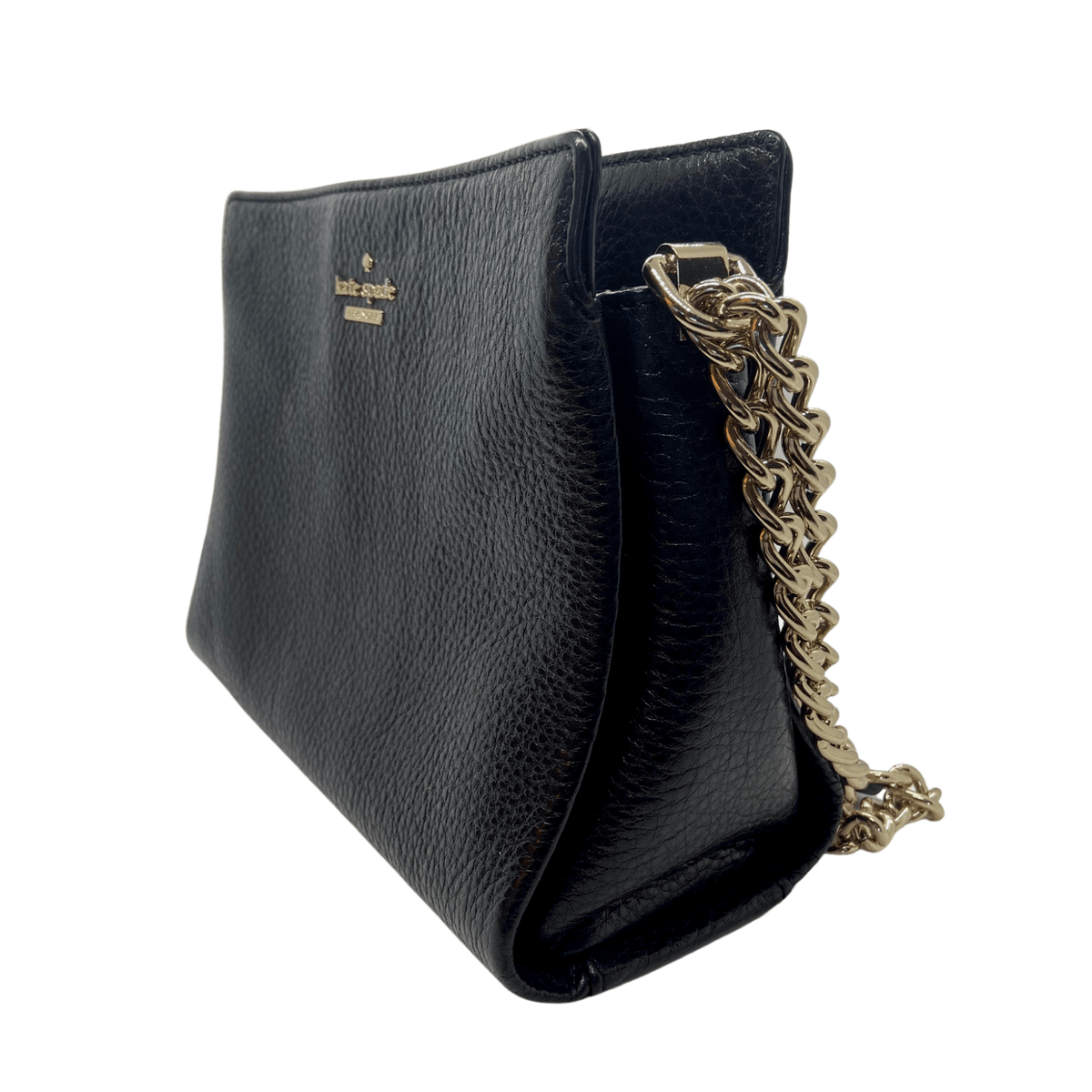 Kate Spade - Black Pebbled Leather Gold Chain Shoulder Bag