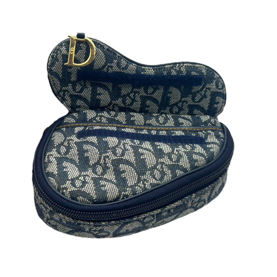 CHRISTIAN DIOR Trotter Canvas Saddle Cosmetic Pouch - Navy– Wag N