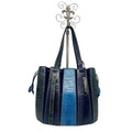 Wag N' Purr Shop Bucket Bag VIA LA MODA VENETA Ostrich "Fern" Bucket Bag - Blue New w/Tags