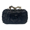 Wag N' Purr Shop Evening Handbag NINA RICCI Laser-cut Leather Minaudiere - Black New w/Tags