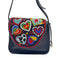 Wag N' Purr Shop Handbag BRIGHTON Vintage Leather Beaded Hearts Flap Saddle Bag - Black