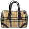 Wag N' Purr Shop Handbag BURBERRY Haymarket Check Canvas & Leather Boston Bag - Beige & Brown