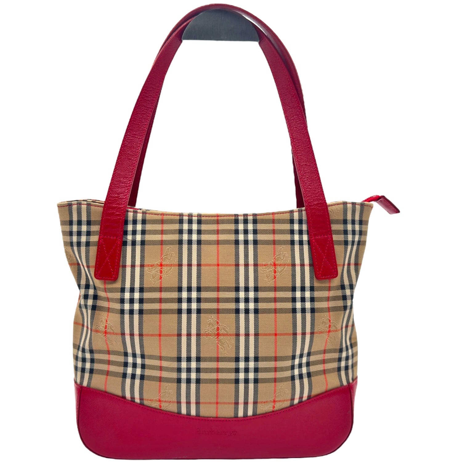 BURBERRY Vintage Haymarket Check Tote Bag - Camel & Red– Wag N 