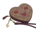 Wag N' Purr Shop Handbag COACH Canvas Heart Wristlet - Brown & Red NEW w/Tags