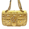 Wag N' Purr Shop Handbag GUCCI Pearly GG Marmont Flap Bag Embellished Matelasse Leather Mini - Metallic Gold