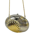 Wag N' Purr Shop Handbag HANDBAG Oval-Shaped Shell Motif Evening Clutch - Gold & Silver