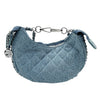 Wag N' Purr Shop Handbag HANDBAG Vegan Quilted Denim Crescent Crossbody - Blue NEW w/Out Tags