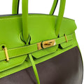 Wag N' Purr Shop Handbag HERMÈS 2000 Vintage Birkin 35 Vert Swift Amazonia Leather Handle Bag - Brown & Green