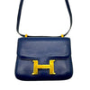 Wag N' Purr Shop Handbag HERMÈS Vintage 1993 Micro Constance Box (Heritage) Leather Crossbody - Sapphire Blue