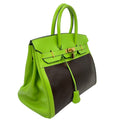 Wag N' Purr Shop Handbag HERMÈS Vintage Birkin 35 Vert Swift Amazonia Leather Handle Bag - Brown & Green