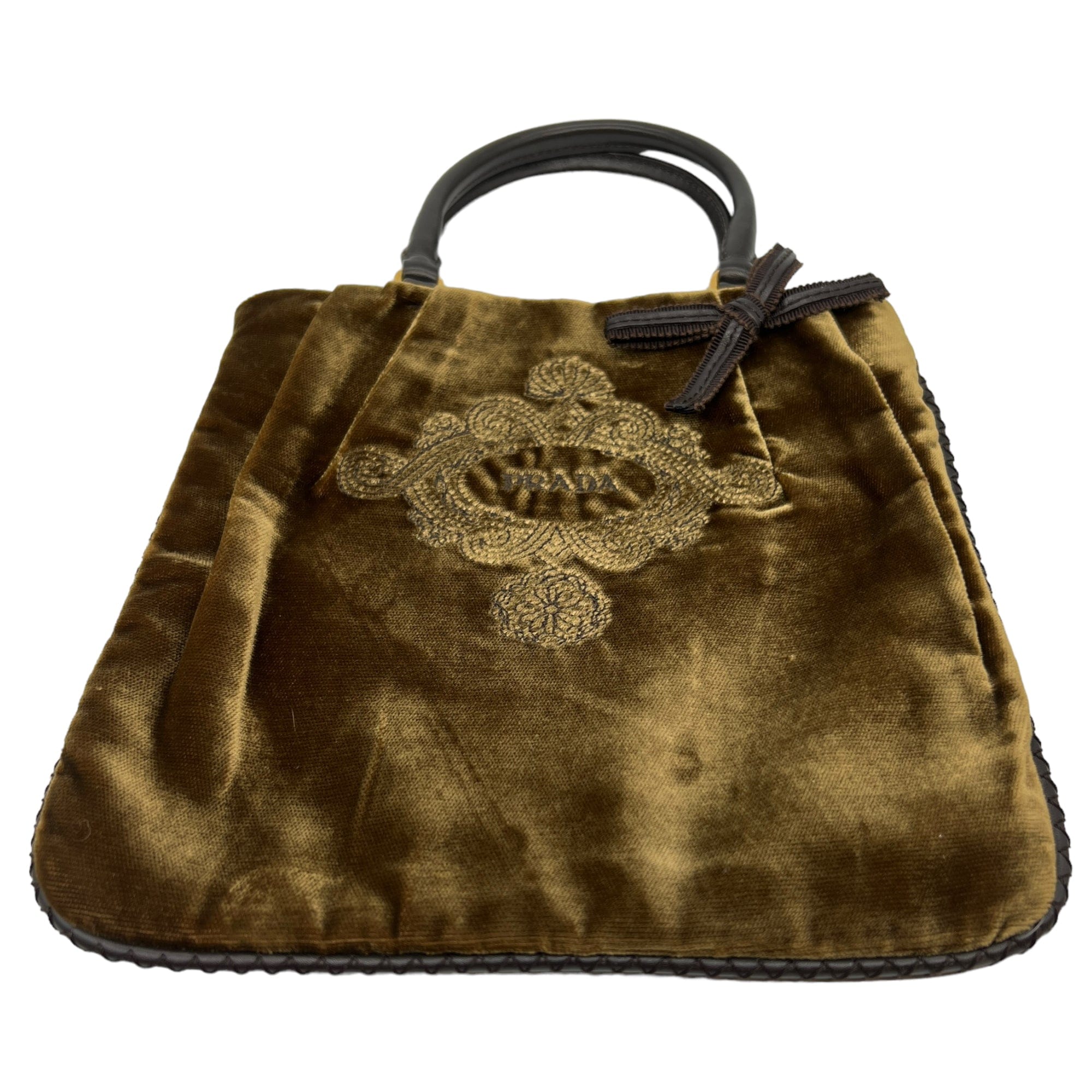 PRADA Velvet Mini Handle Bag - Brown